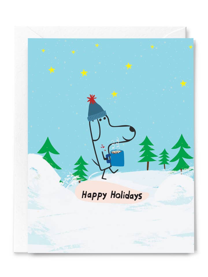 Starry Winter Walk Teckelkaart voor wholesale door Happy Just Happy