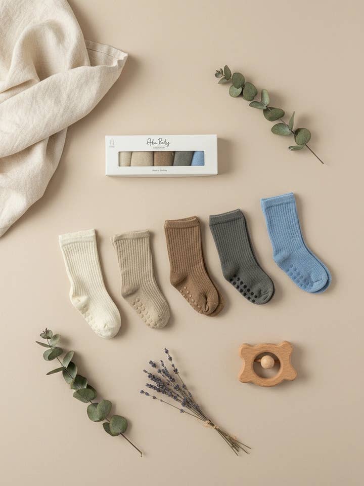 Blue Set – Bamboo Baby Socks Gift Box (5 Pairs, 0–18 Months) for wholesale by Ada Baby