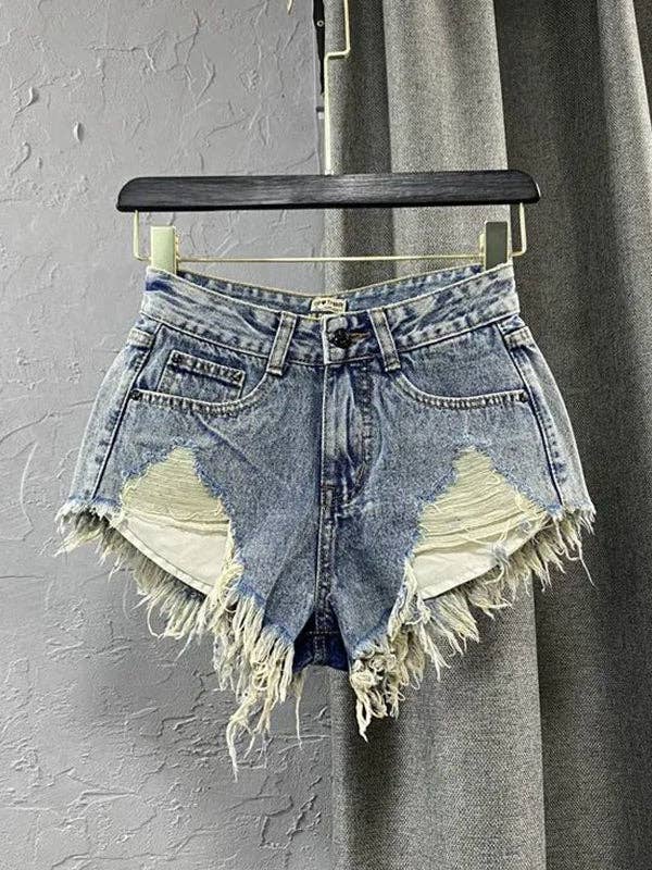 Your Beautiful Boutique – wholesale Shorts – Women’s – Tasseled Burlap Denim Shorts5