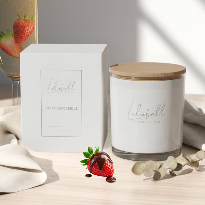 Champagne & Jordbær Lys | Bare Collection for engroshandel hos Lulubell Candle Co.
