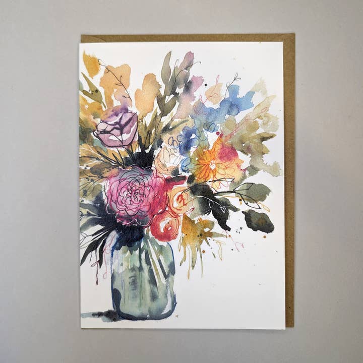 Carte florale en forme de vase de fleurs pour la vente par Tori Ratcliffe Art