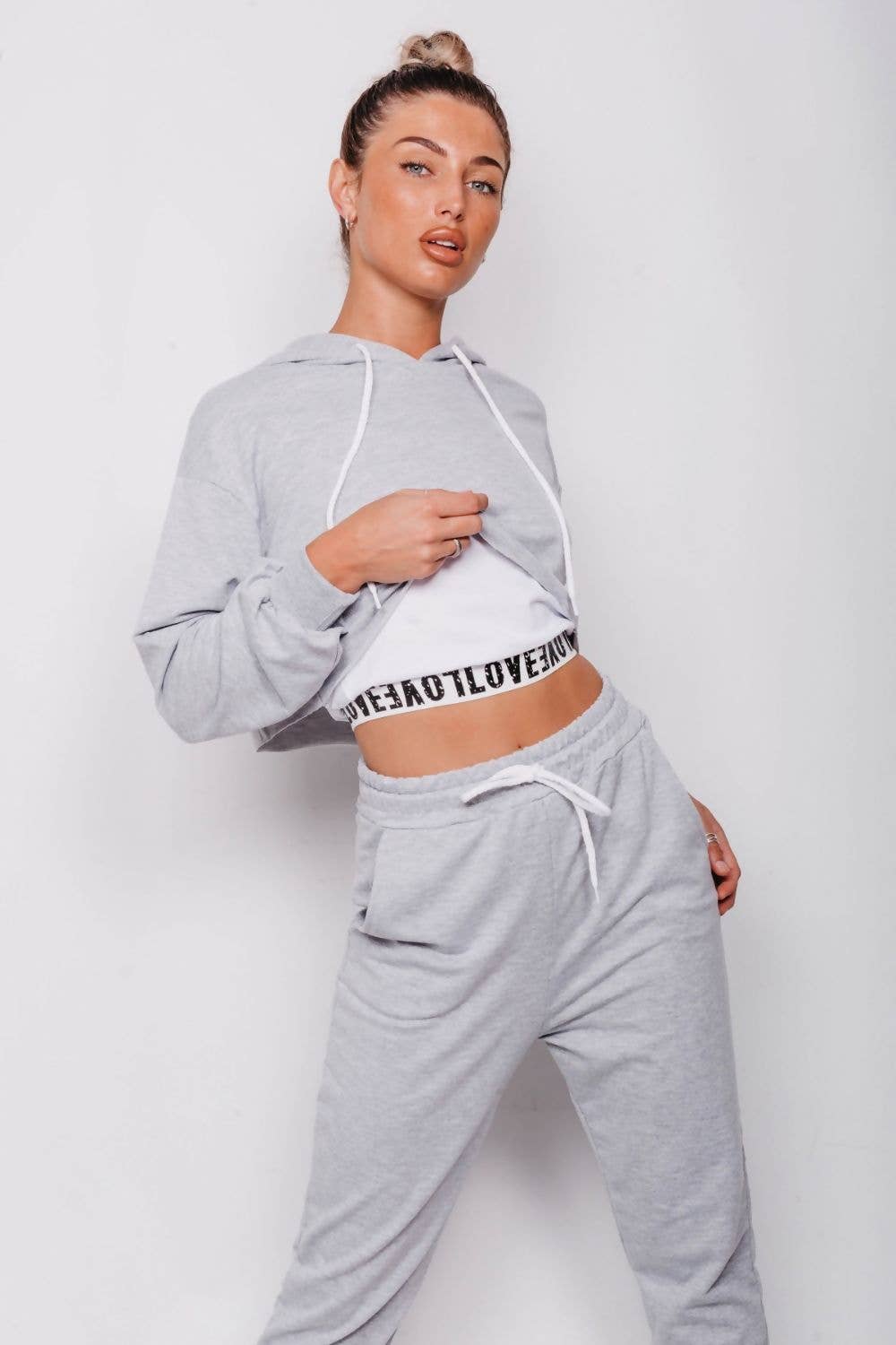 justyouroutfit – wholesale Lounge set – Women's – LOVE TOP CROP HOODIE AND JOGGER 3 PIECE SET8