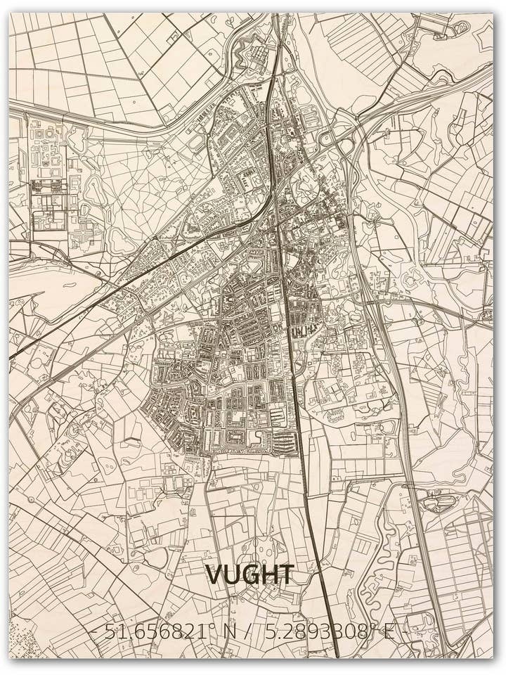 Citymap Vught | wooden wall decoration för wholesale av Brandthout.