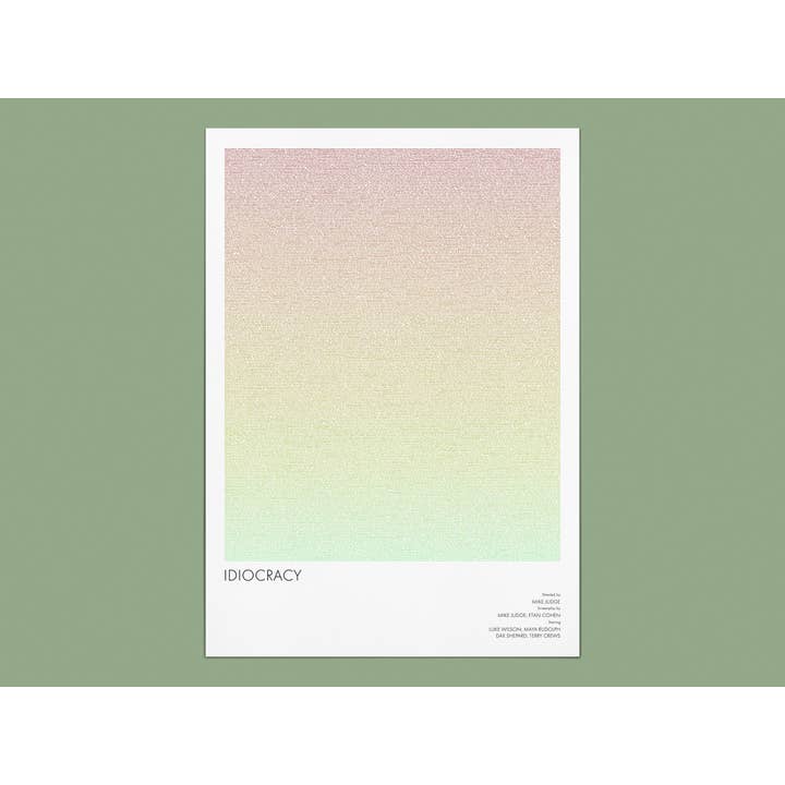 Idiocracy Movie Poster Screenplay Typographic Art Print for wholesale by Fade Out Prints