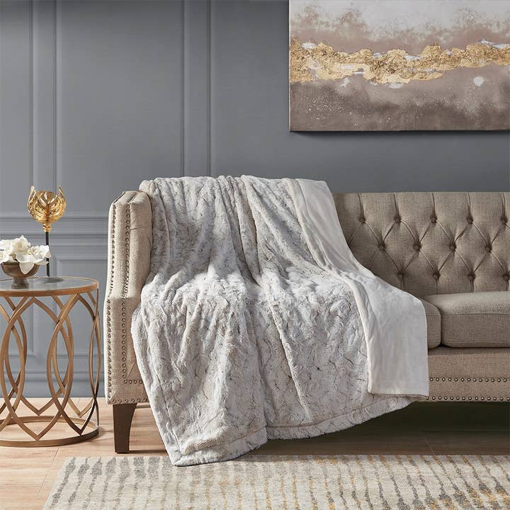 Olliix - Wholesale Throw Blanket - Oversized 60x70" Faux Fur Throw Blanket, Snow Leopard