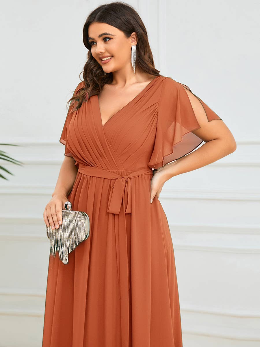 Ever-Pretty - Vente Robe – femme - Robes de soirée à volants à manches courtes exclusives B2B12
