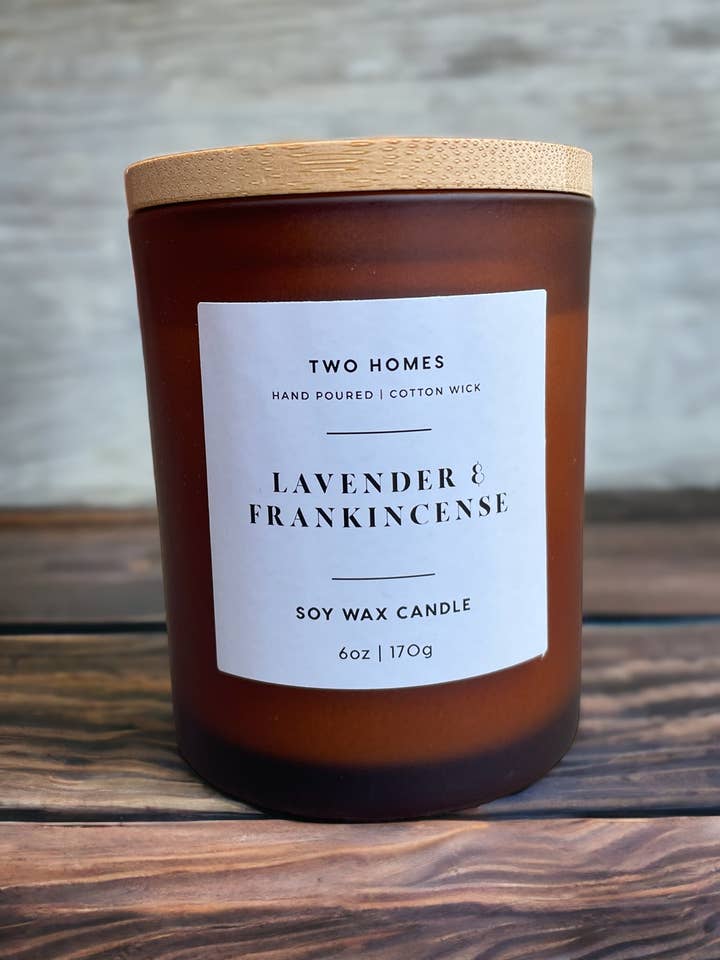 Lavender & Frankincense Scented Soy Wax Candle for wholesale by Two Homes