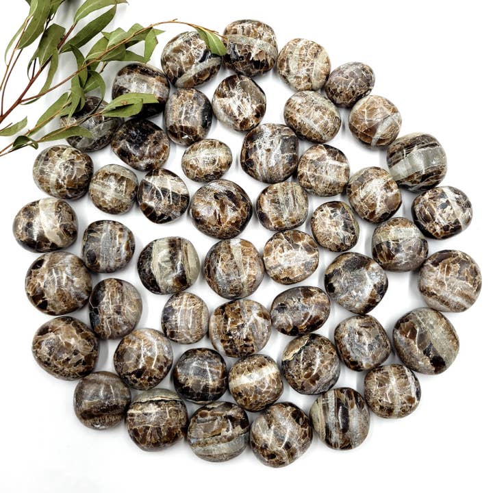 Brown Calcite and Feldspar Tumbled Stones - 1 kg for wholesale by Funky Stuff