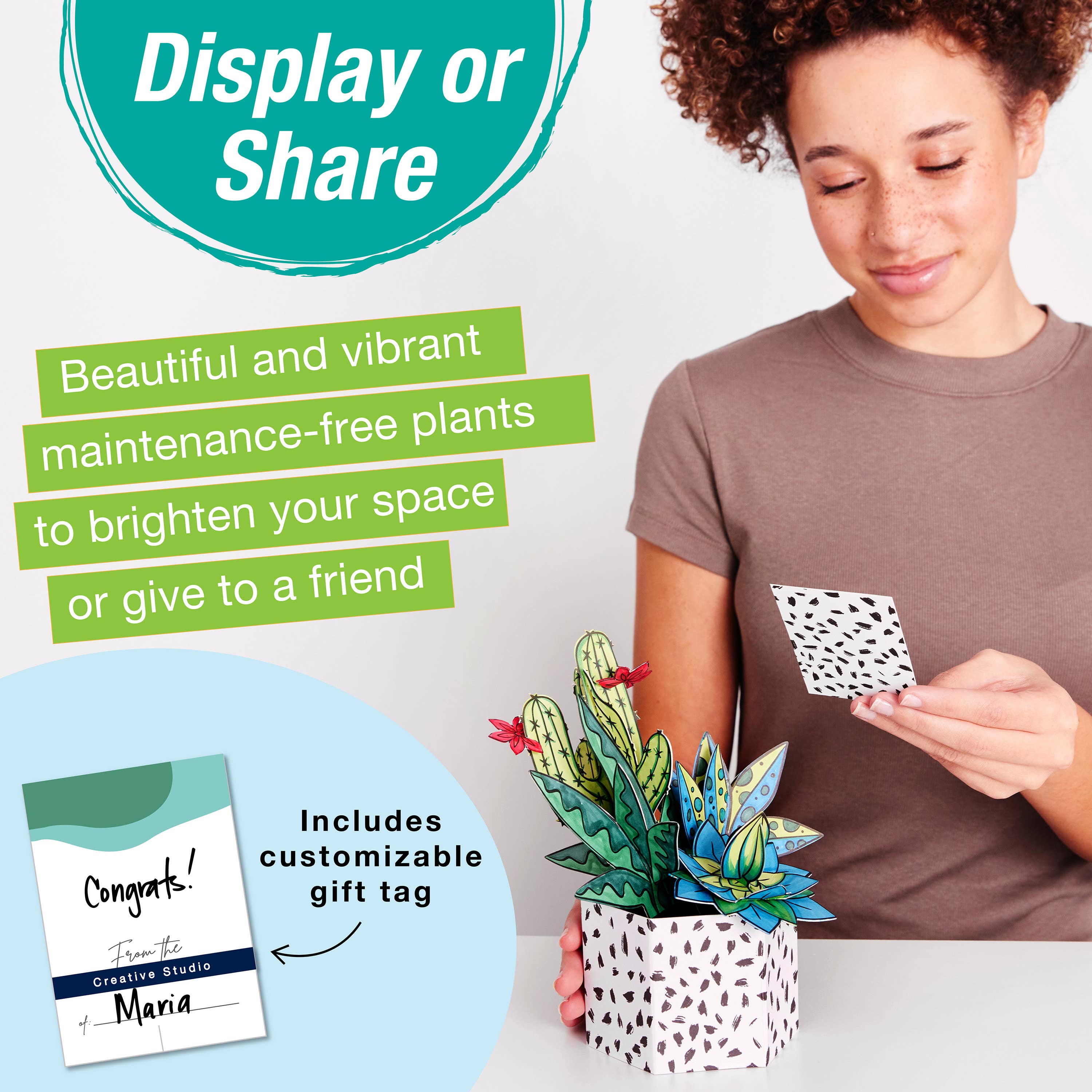 Faber-Castell / Creativity for Kids - Vente Kit de bricolage - Bouquet de plantes succulentes à colorier pop-up - Artisanat à colorier pour adultes3