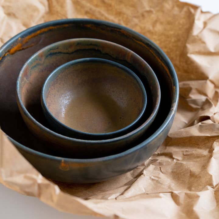 Creating Comfort Lab - Wholesale Serving bowl - Rust Stoneware Nesting Bowl Set1