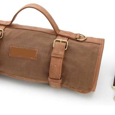 Brown portable bartender bag with cocktail shaker 24 piece traveling bar tools cocktail kit mixology stainless steel for wholesale on Faire