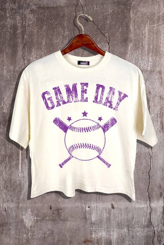 MINEB - Wholesale Screen Printed T-Shirt - Women's - Game Day Baseball Crop Top8