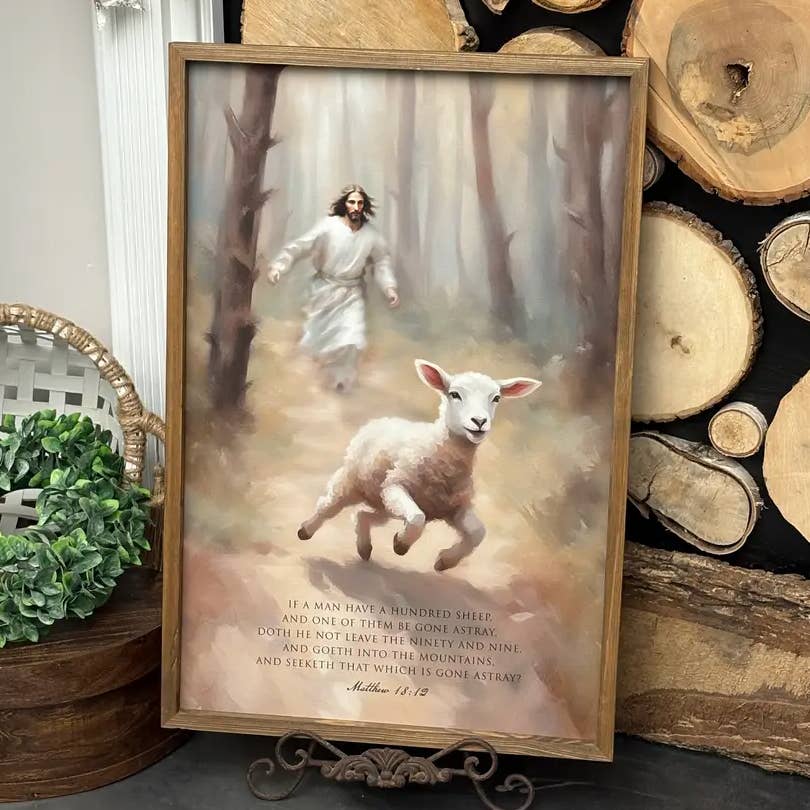 Hangout Home - Wholesale Art Print - Jesus Chasing the Lost Sheep - Scripture Wall Art5