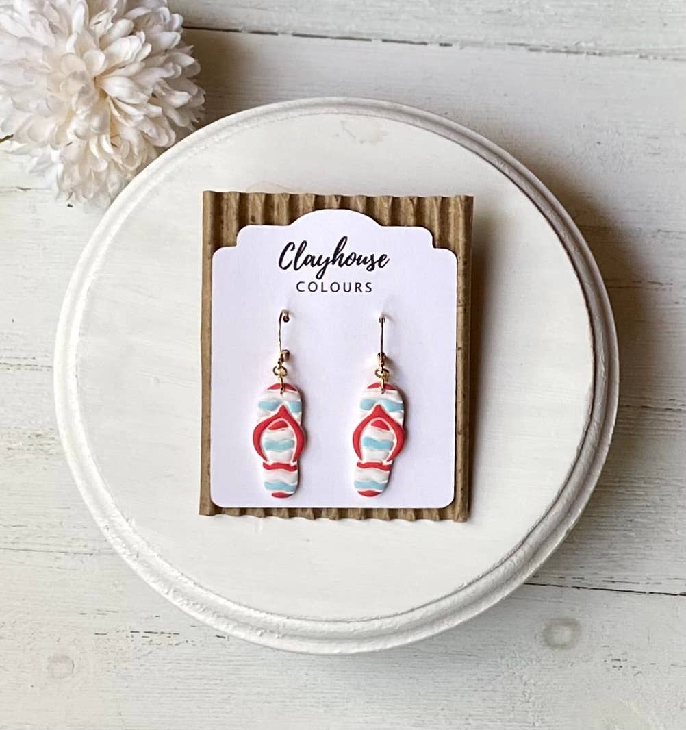 Clayhouse Colours – Brincos de argola por atacado – Brincos Artesanais do Quatro de Julho | Brincos Vermelhos, Brancos e Azuis8