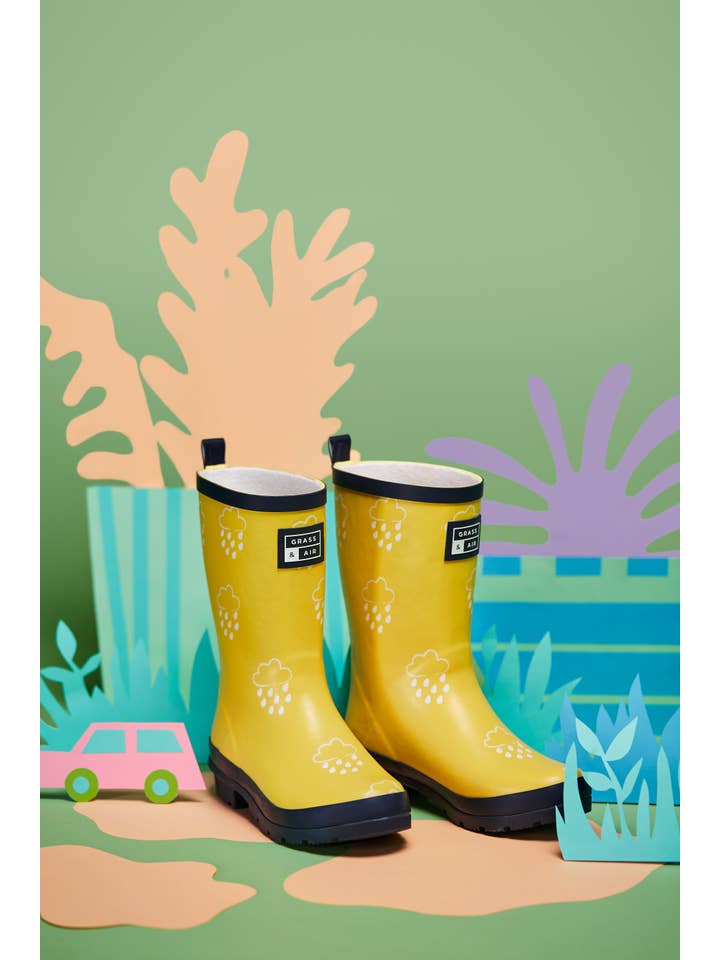 Grass & Air - Wholesale Rain Boots - Kids - Kids Yellow Colour Changing Wellies3