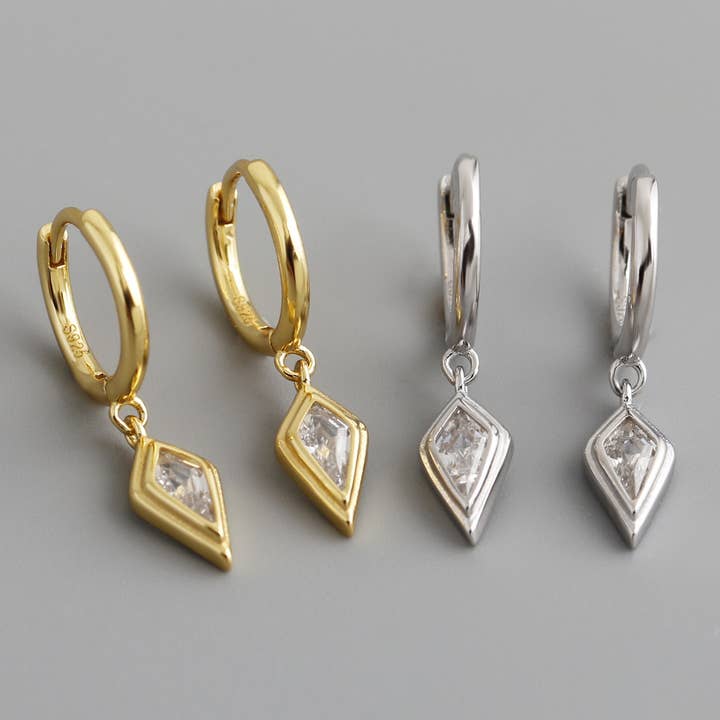 S925 Sterling Silver Square Zircon Earrings for wholesale by Gioiellin - S925 Silver Jewelry