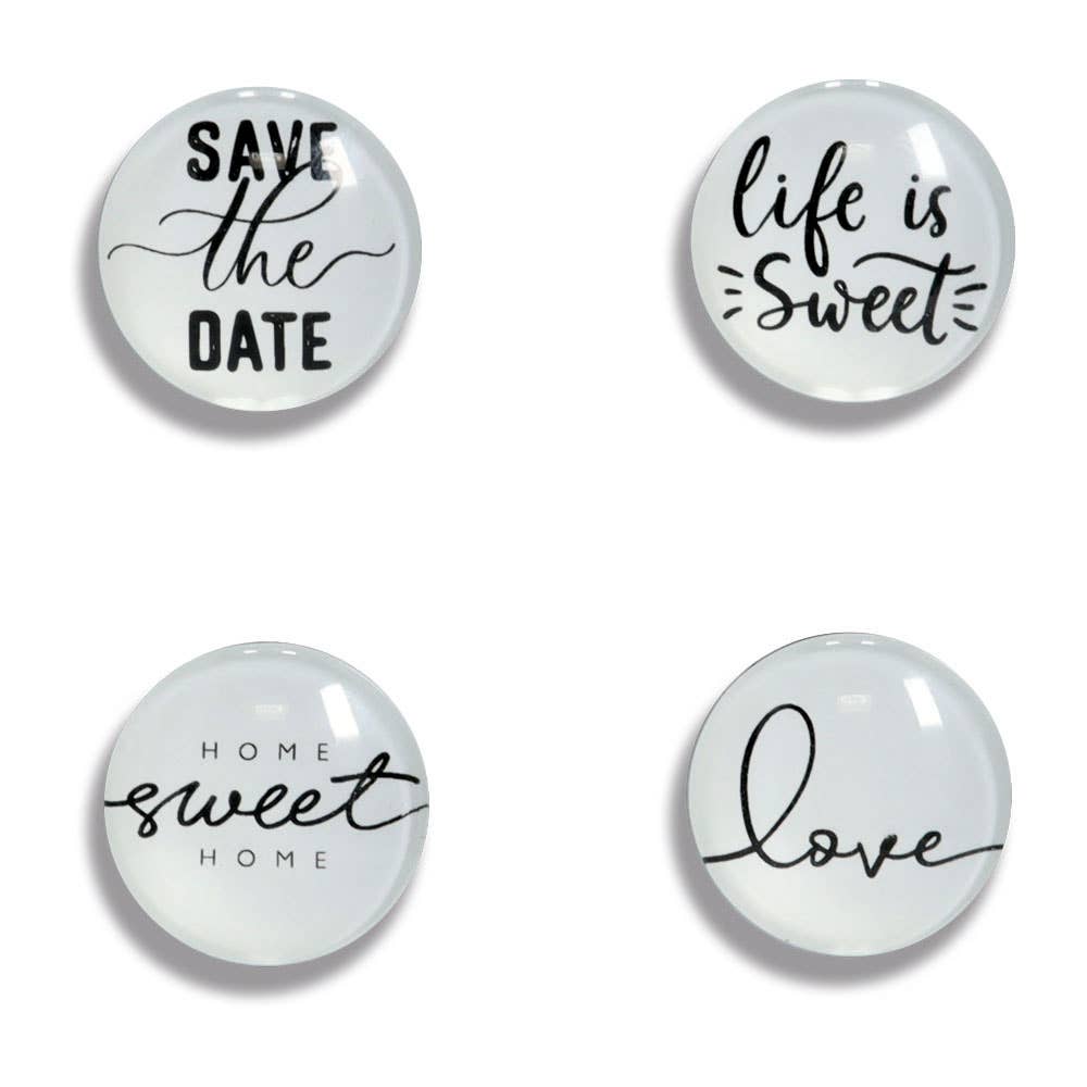 negro/blanco Juego de imanes "Frases", 4 piezas, plástico/vidrio de venta al por mayor en Faire0