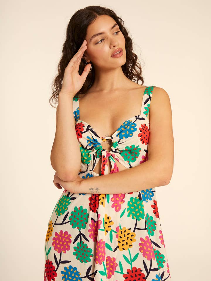 VESTIDO LARGO ANUDADO FLORES for wholesale by Pepaloves