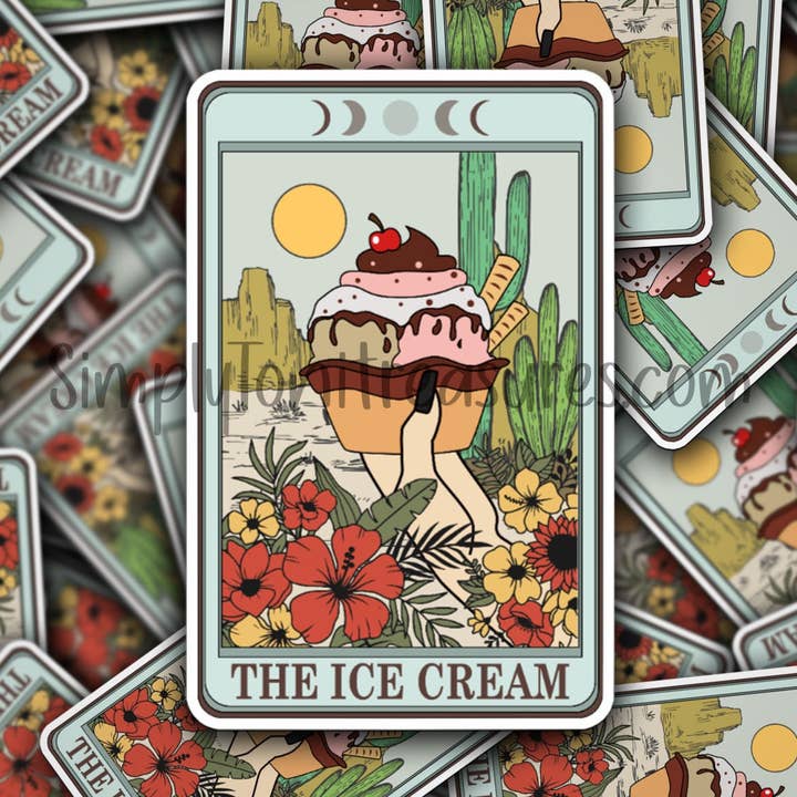 The Ice Cream Tarot Card Vinyl Sticker - 3.08 in x 4.75 in for wholesale by Simply Toni Treasures