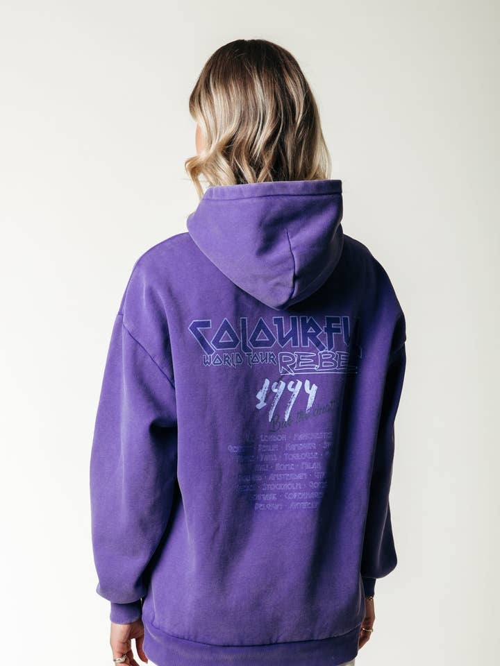 Concert Acid Wash Hoodie | Liberty Purple for wholesale by Colourful Rebel