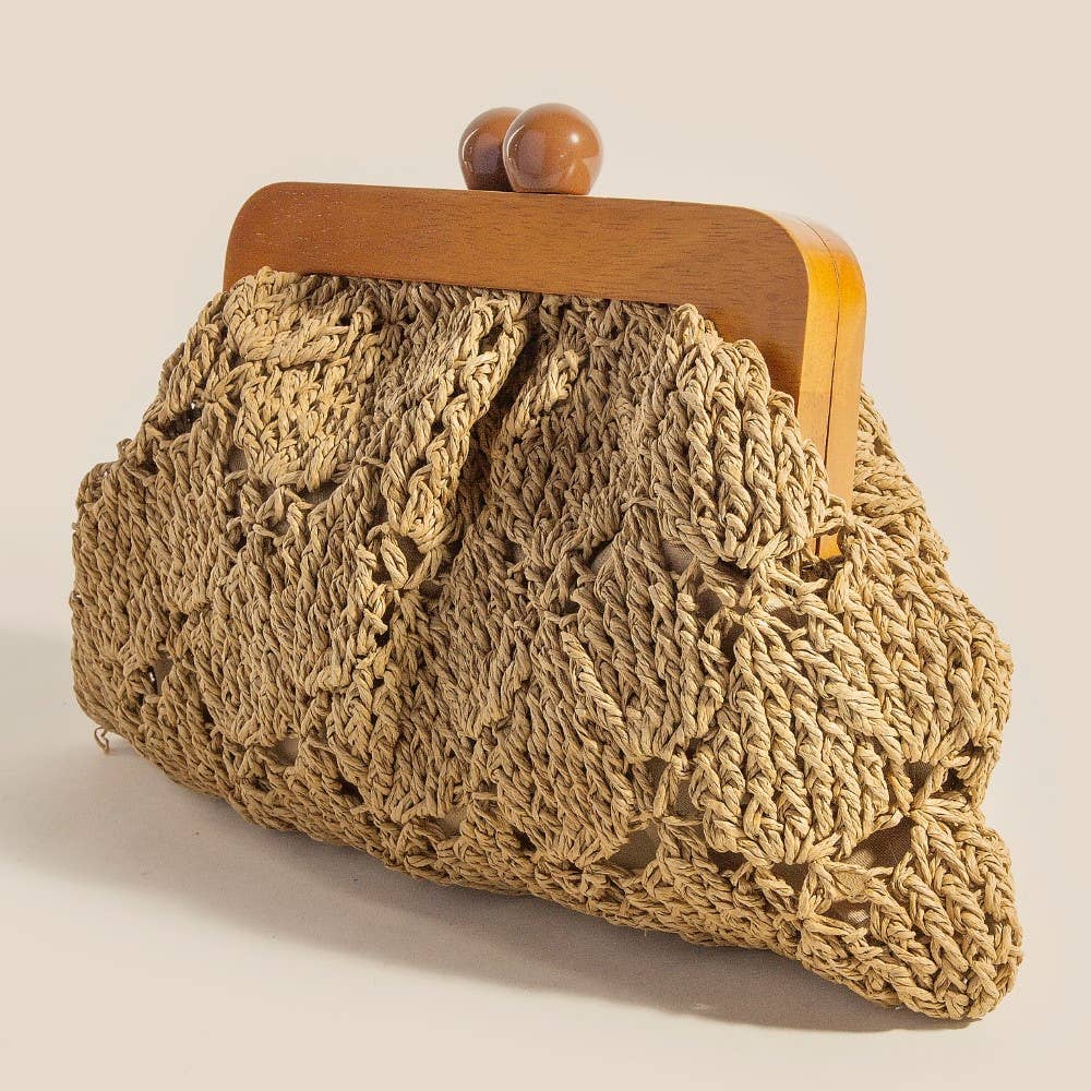 Anarchy Street - Wholesale Clutch Bag - Women's - Straw Braided Wooden Frame Clutch Bag2