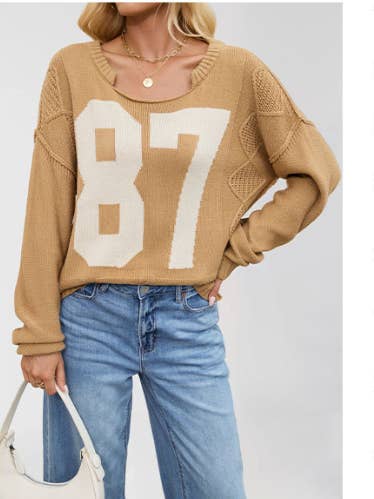 Suhkasana - Wholesale Knitted jumper – Women′s - Oversized Knit Pullover with Bold 87 Print8