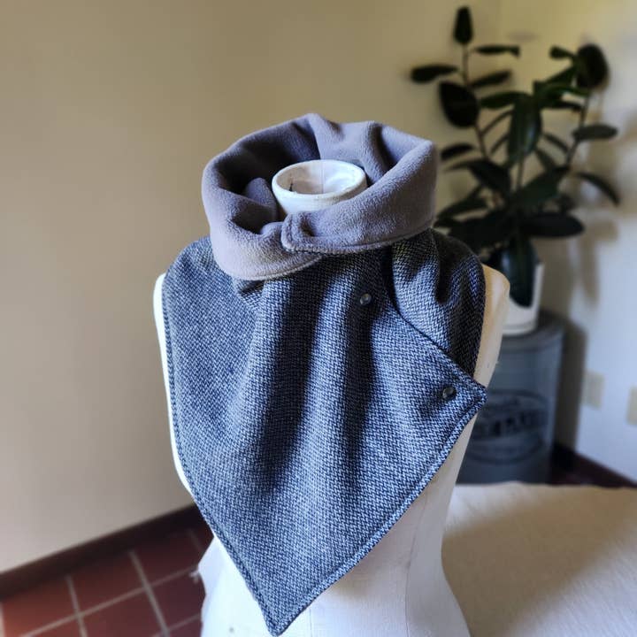 Grandma Skills - Wholesale Scarf - Women's - Luxury Snap Cowl-Navy Twill Slim Fit1