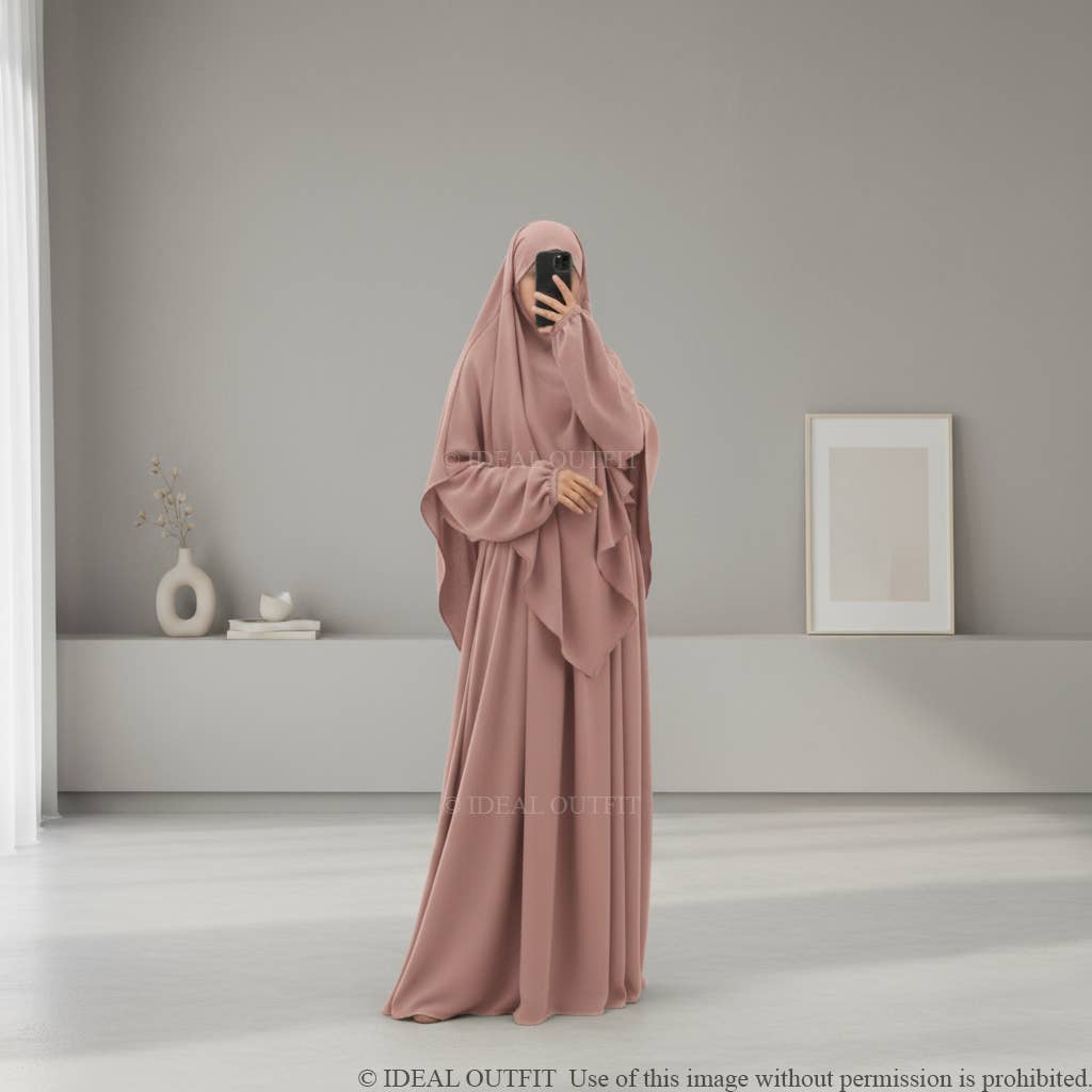 IDEAL OUTFIT - Wholesale Kaftan - Dames - 2-delige khimar en abaya set in jazzstijl ref:e2326+2501jazz1