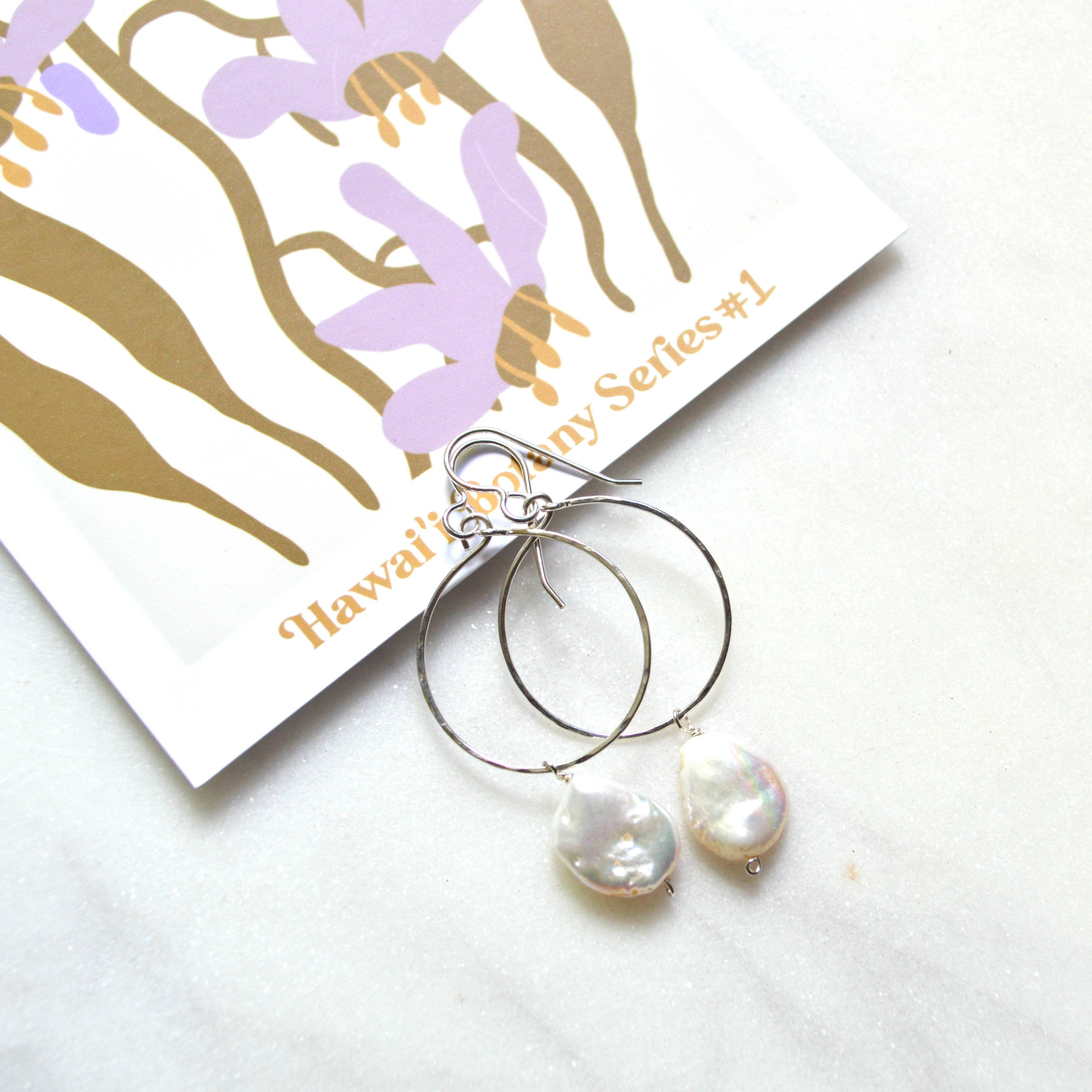 Salty But Sweet - Wholesale Dangle Earrings - Cream Freshwater Pearl Hoops5