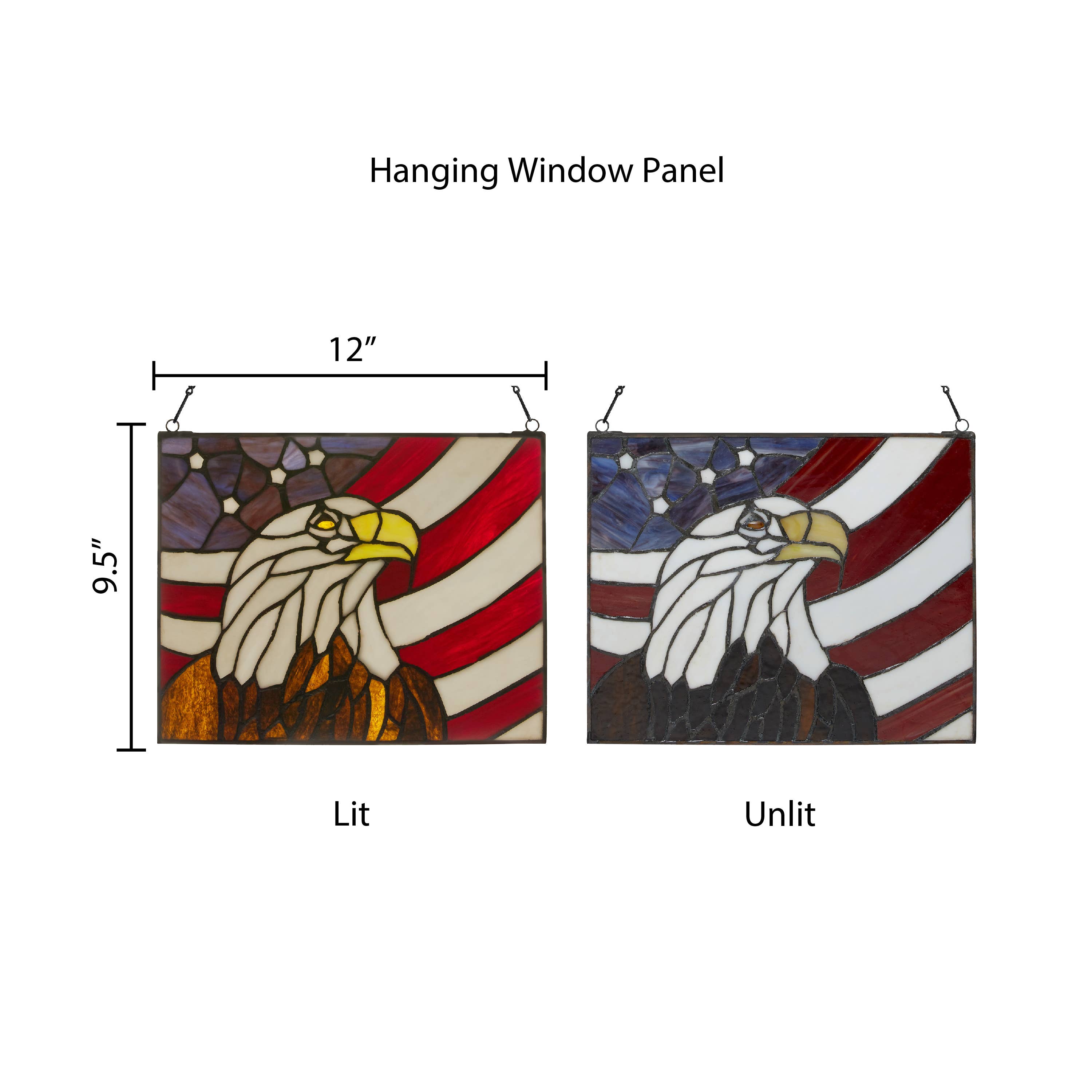 River of Goods - Wholesale Suncatcher - 9.5"H Americana Eagle Stained Glass Window Panel2