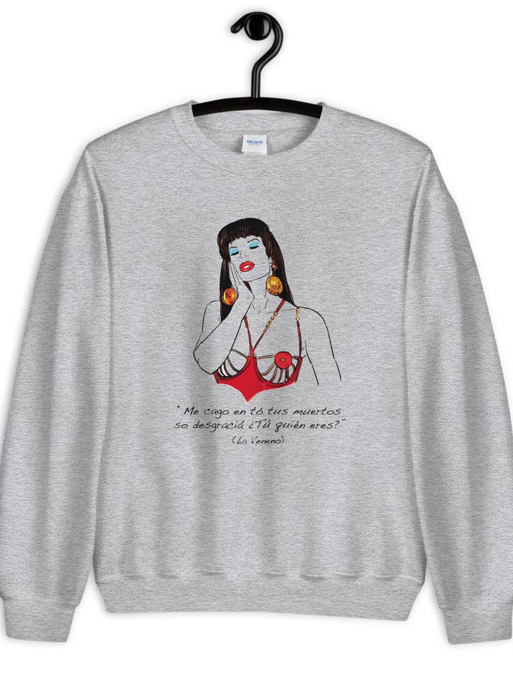 La Veneno unisex sweatshirt, who are you? for wholesale by El loco del Pelo Rizo