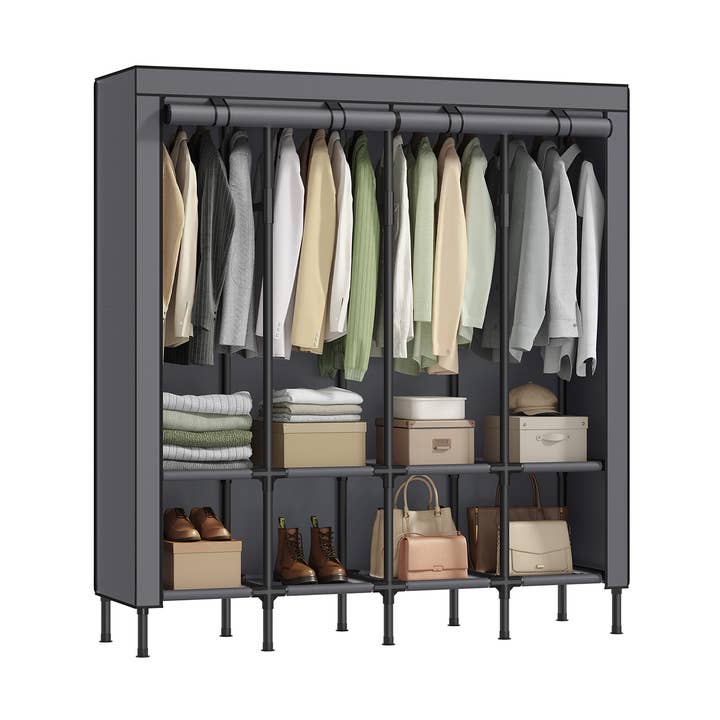 67,3 inch garderobekast met 4 ophangrails en 8 planken 2 voor wholesale door Greenwestons