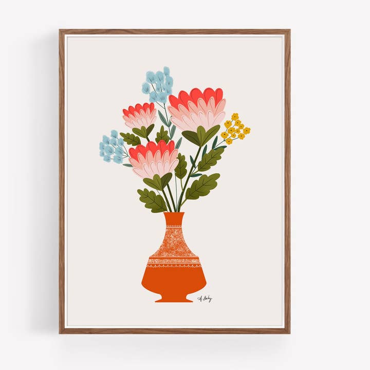 Hello I Love You - floral illustration print for wholesale by Annie Bailey Art