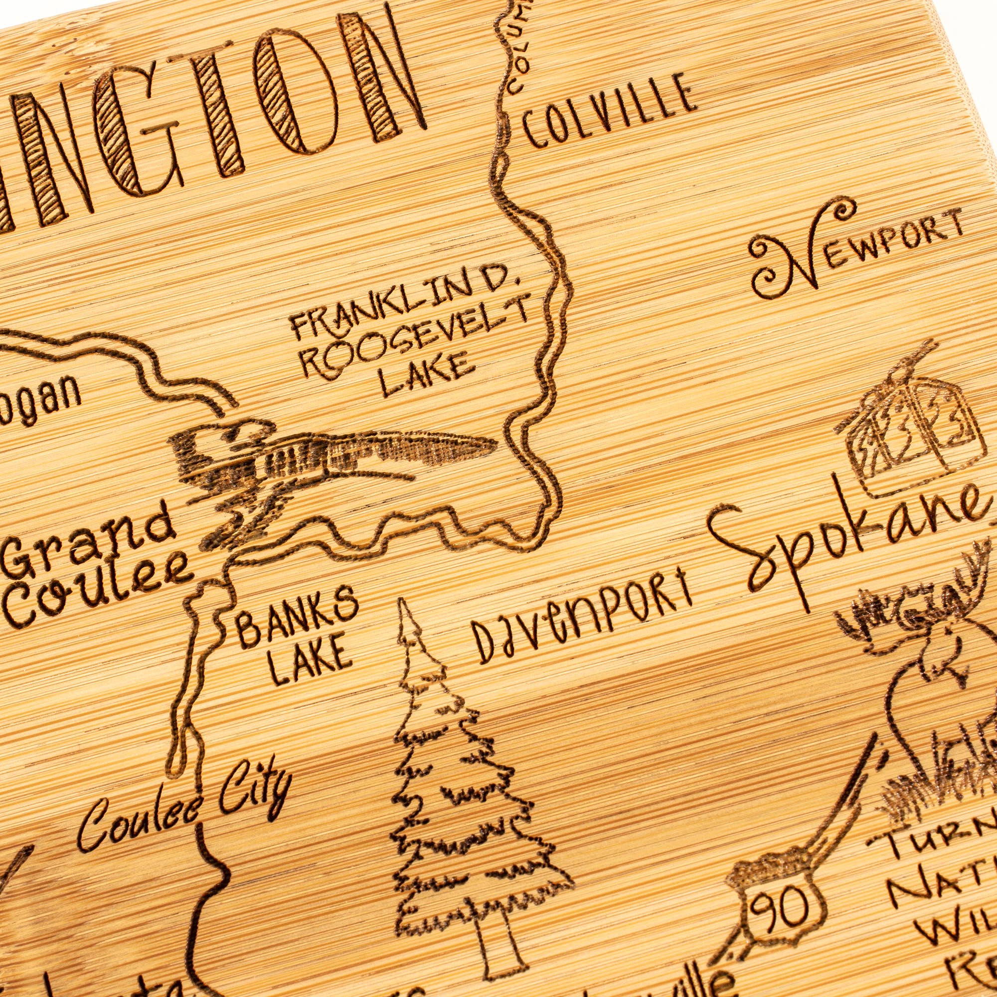 Totally Bamboo - Wholesale Cheese Board - Destination Washington Cutting Board with Engraved Artwork4