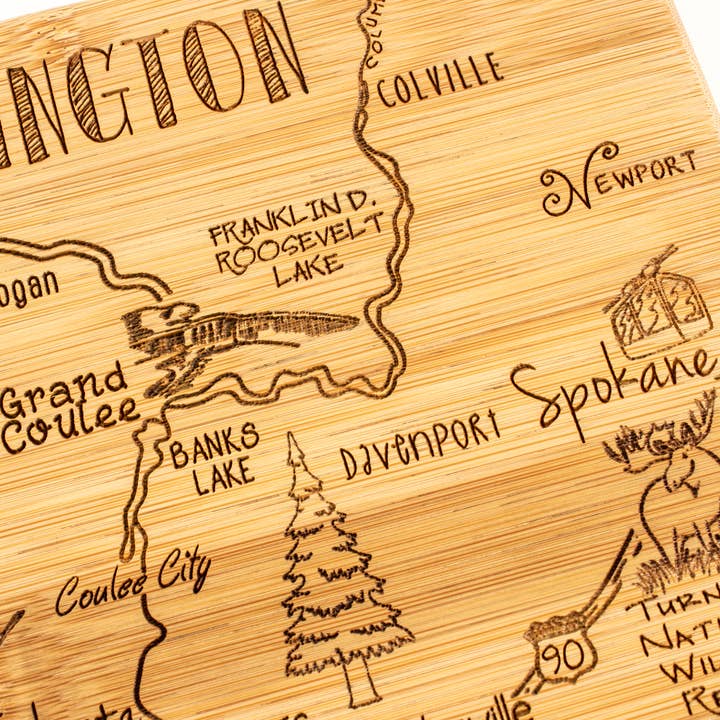 Totally Bamboo - Wholesale Cheese Board - Destination Washington Cutting Board with Engraved Artwork4