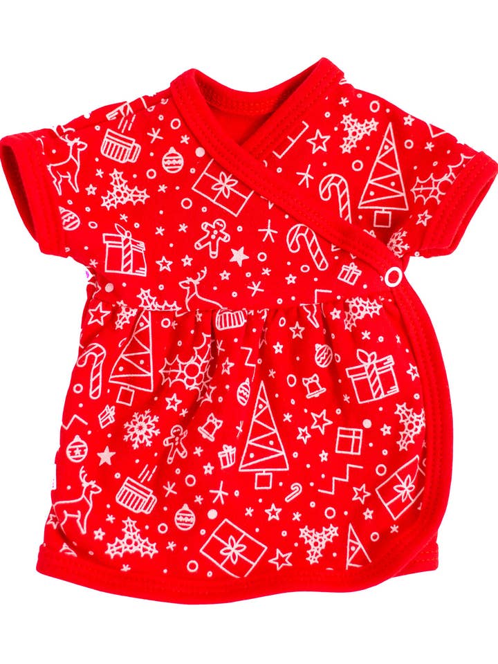 Vestitino per neonato prematuro con motivo natalizio in cotone biologico 100% per la vendita all'ingrosso da parte di Tiny & Small