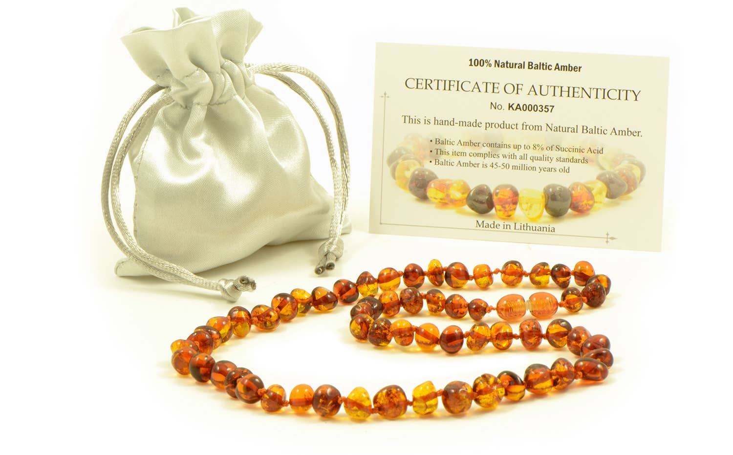 The Natural Amber - Wholesale Beaded/Pearl Necklace - Cognac Baroque Polished Amber Beads Necklace for Adult5