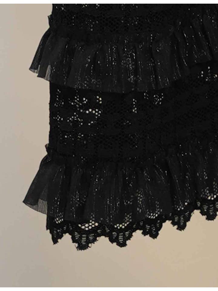 Black Ladies Romantic Elegant Ruffle Wide Leg Pants for wholesale on Faire5