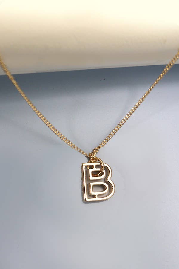 JOSSLYN by wall to wall - Wholesale Pendant/Charm Necklace - INITIAL CUTOUT 3D DELICATE PERSONALIZED NECKLACE | 31N240321