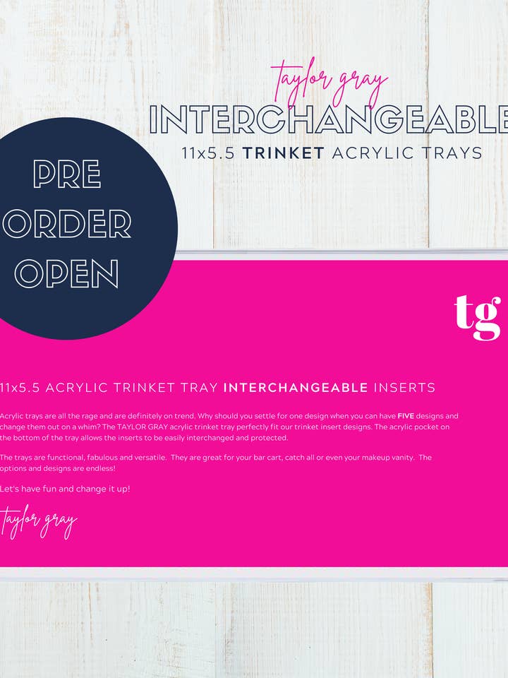 5.5x11 Acrylic TRINKET Tray Blank PRE-ORDER for wholesale by TAYLOR GRAY