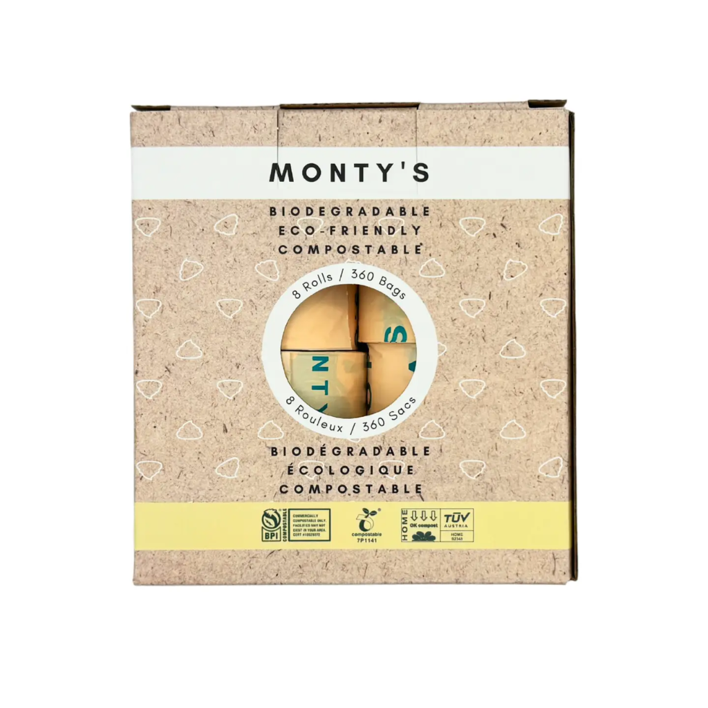 Monty's Bags – wholesale Pet poo bag – Compostable Cornstarch Poop Bags - 9 x 13" - Triples Rolls 6