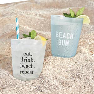 Personalized beach birthday cups, drink up beaches, bulk tumblers