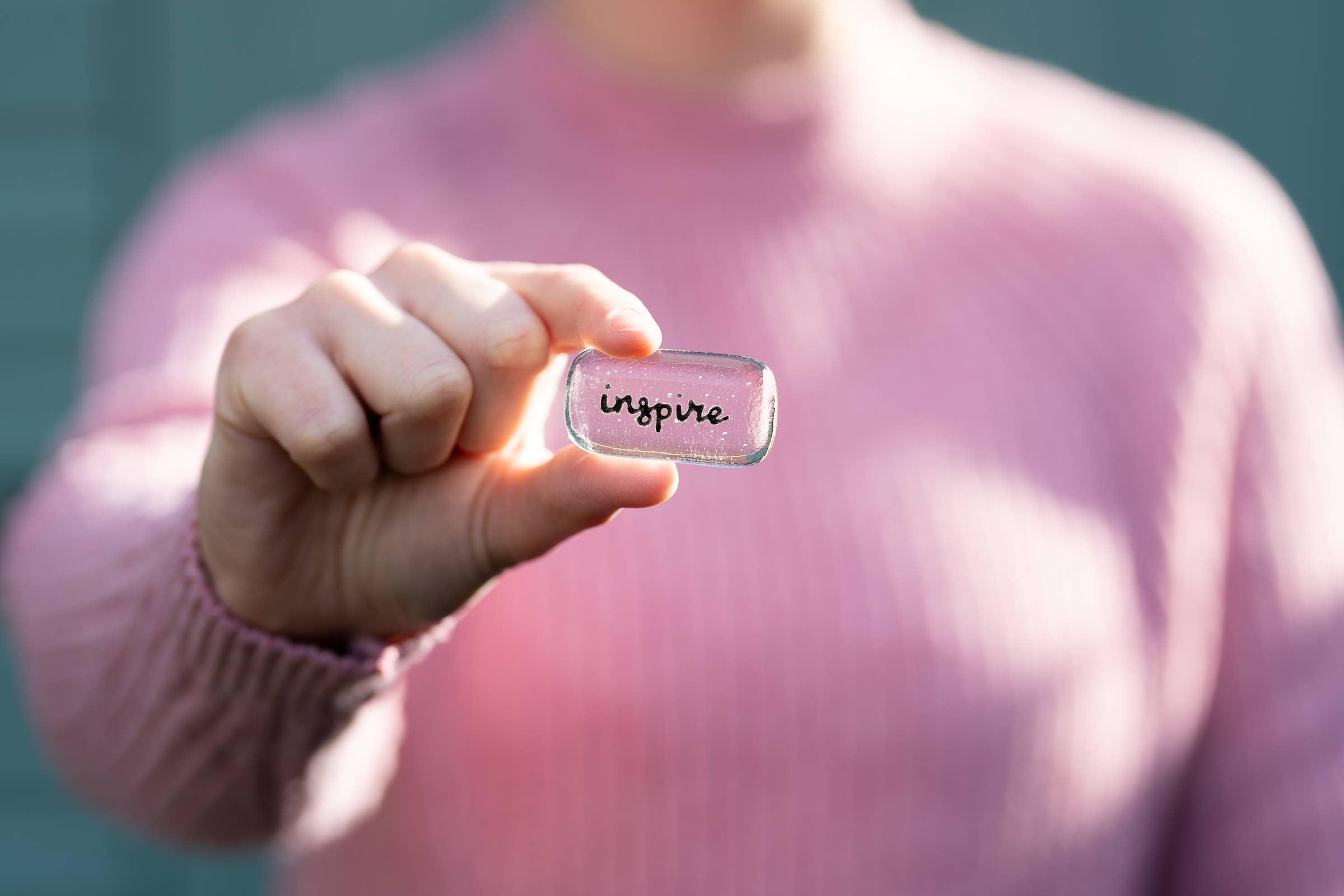 Salvia Glass - Wholesale Keepsake Coin/Token - Inspire Positivity Pebble set -  fused glass pocket pebbles1