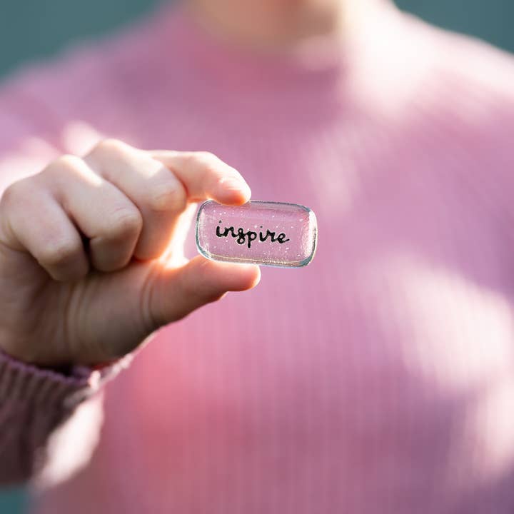 Salvia Glass - Wholesale Keepsake Coin/Token - Inspire Positivity Pebble set - fused glass pocket pebbles1