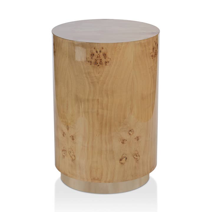 Tabouret/table Leela Burl en placage de bois pour la vente par Zodax