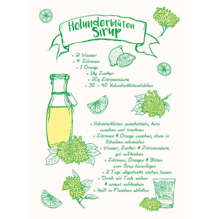 Postcard elderberry syrup recipe for wholesale by Frohstoff Meike Marie Buchholz