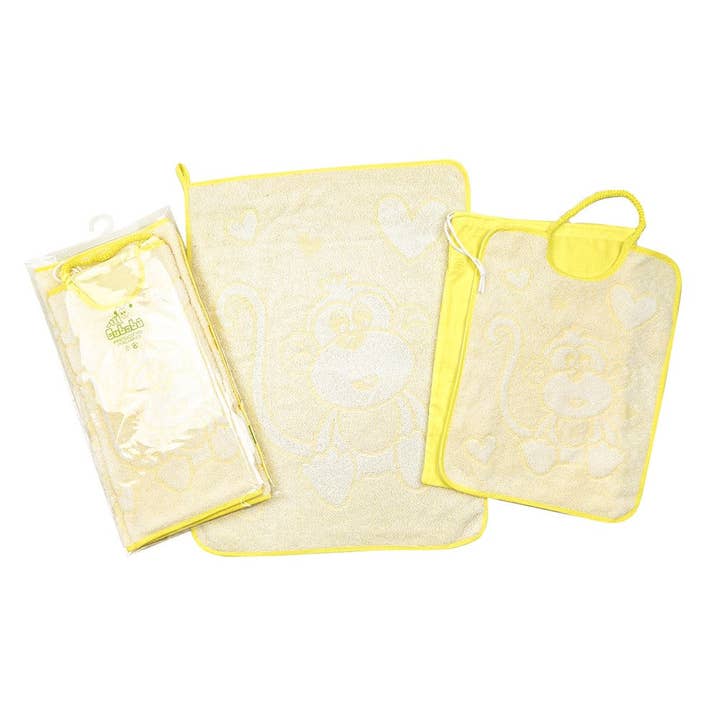 Almatex srl - Wholesale Hair Towel/Wrap - 3-piece set RALPH: Bib 36x34 cm with elastic + towel 40x50 cm + fabric bag 32x37 cm5
