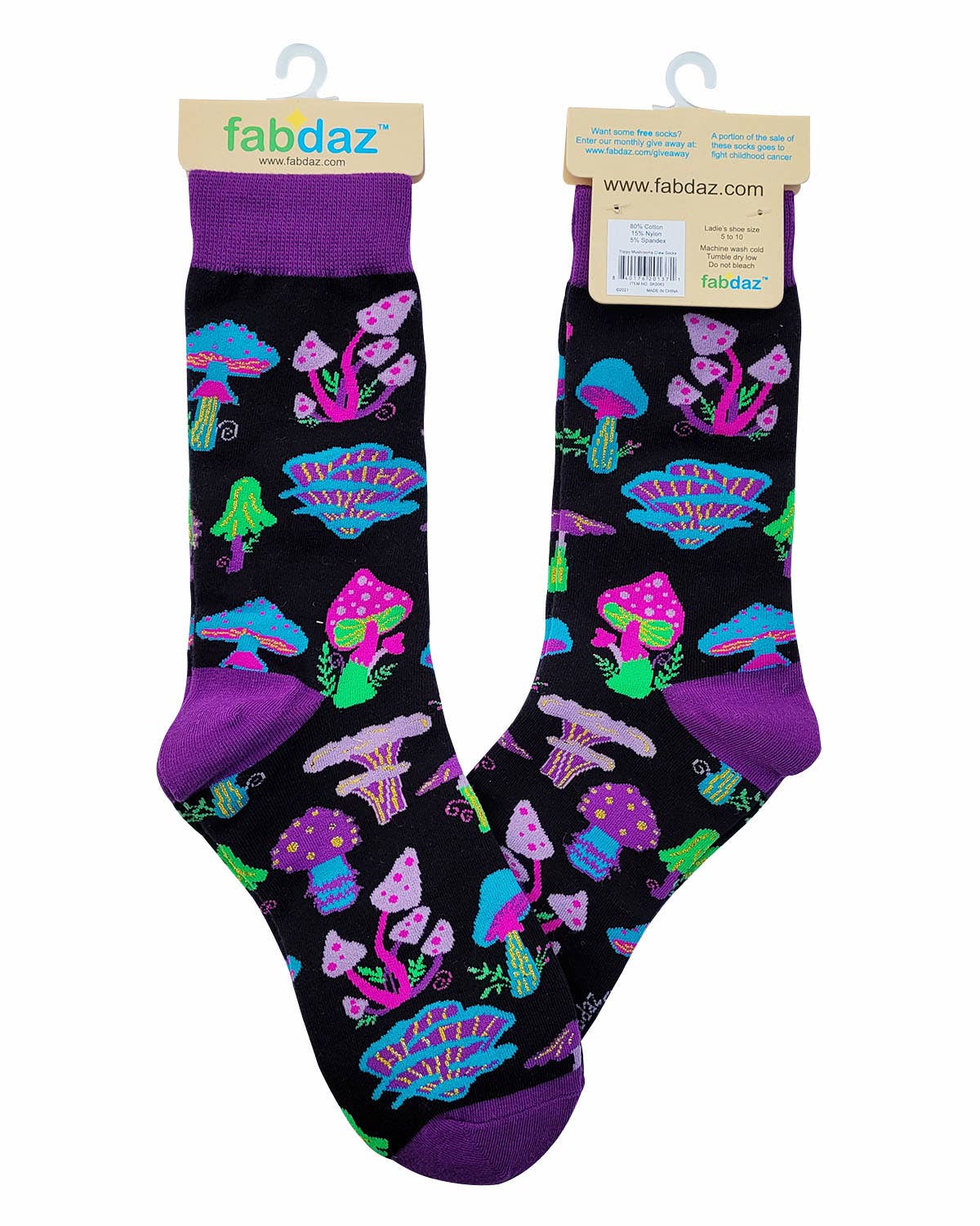 Fabdaz - Wholesale Socks - Women's - Trippy Mushrooms Women's Novelty Crew Socks3