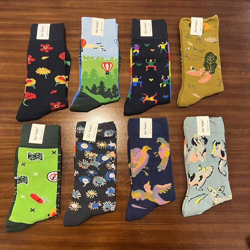 Tourtiwi – Meias - Unissexo por atacado – Meias com padrão de pintura a óleo assimétrico30