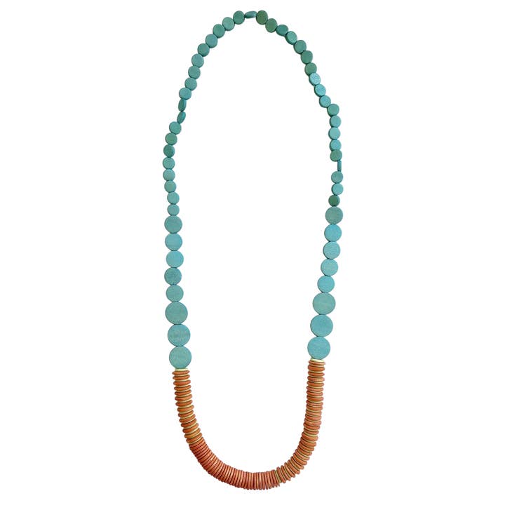 Laroda Wooden Necklace Blue Orange for wholesale by ZODA